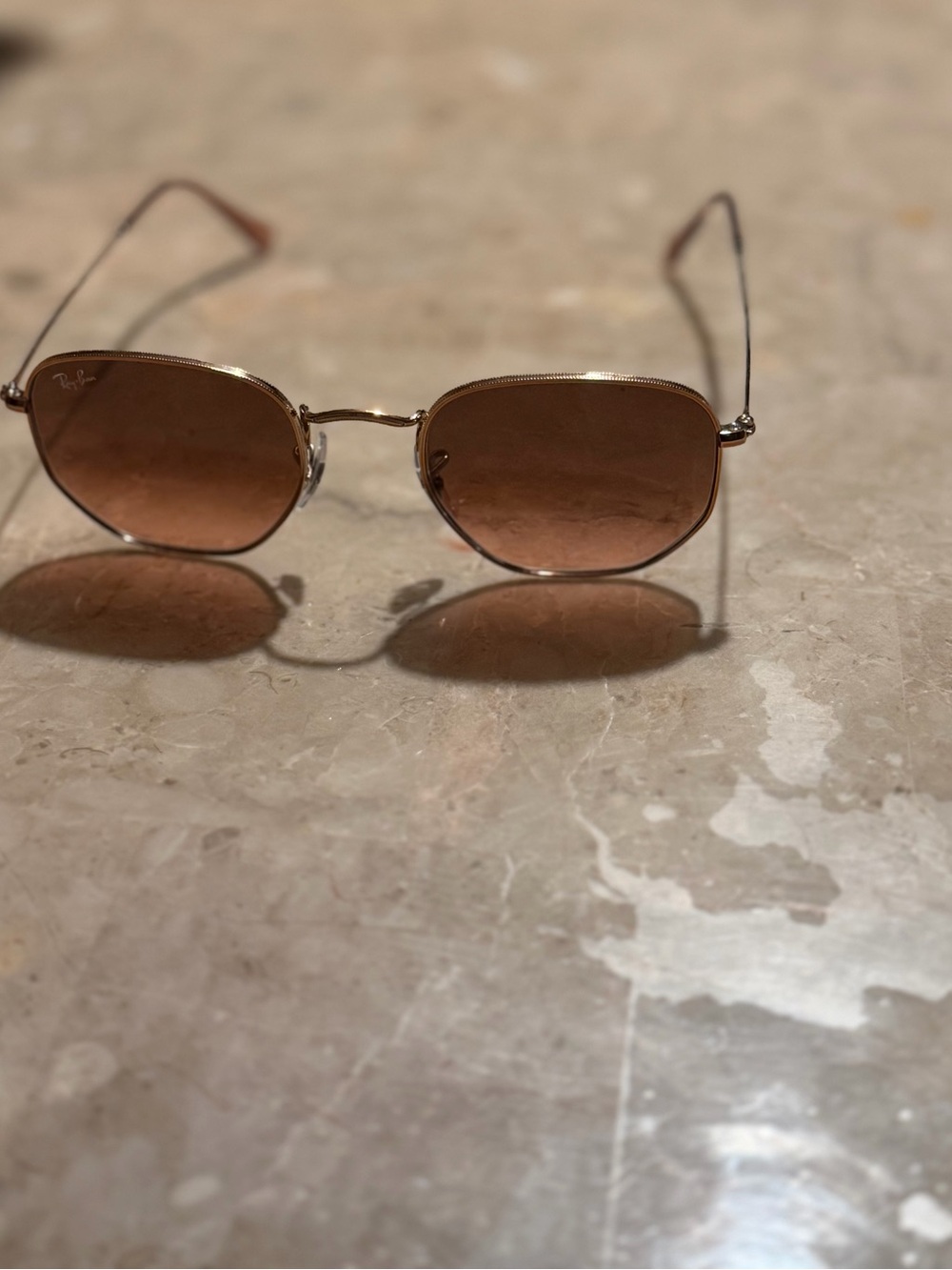 Ray-Ban Women's Gold Frame Brown Lenses Oval Sunglasses
